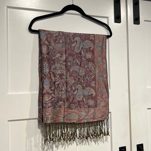 Paisley design scar/shall/wrap. 56” x 72” not including fringe